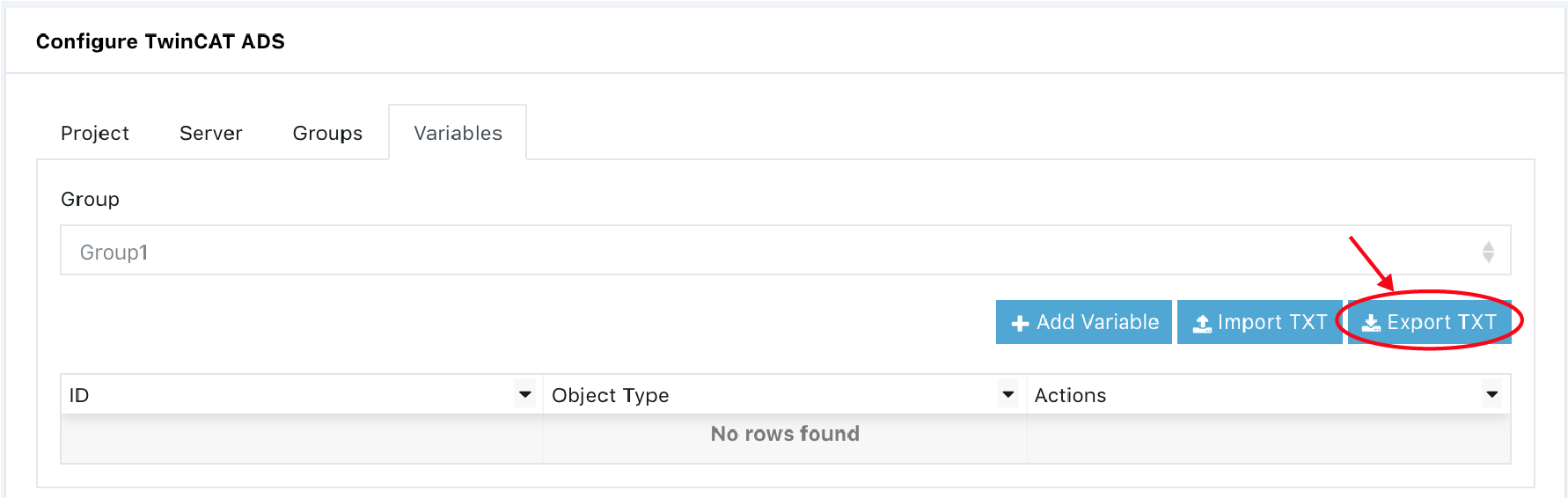 Variables Tab