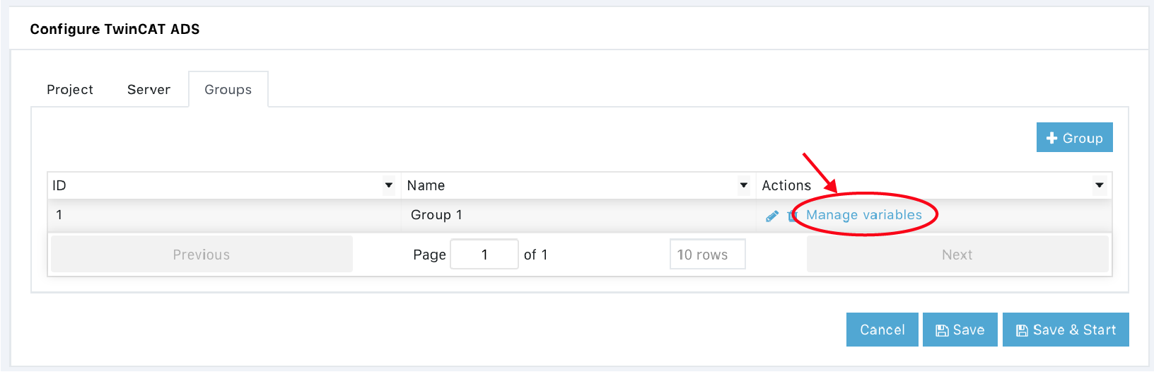 Manage variables