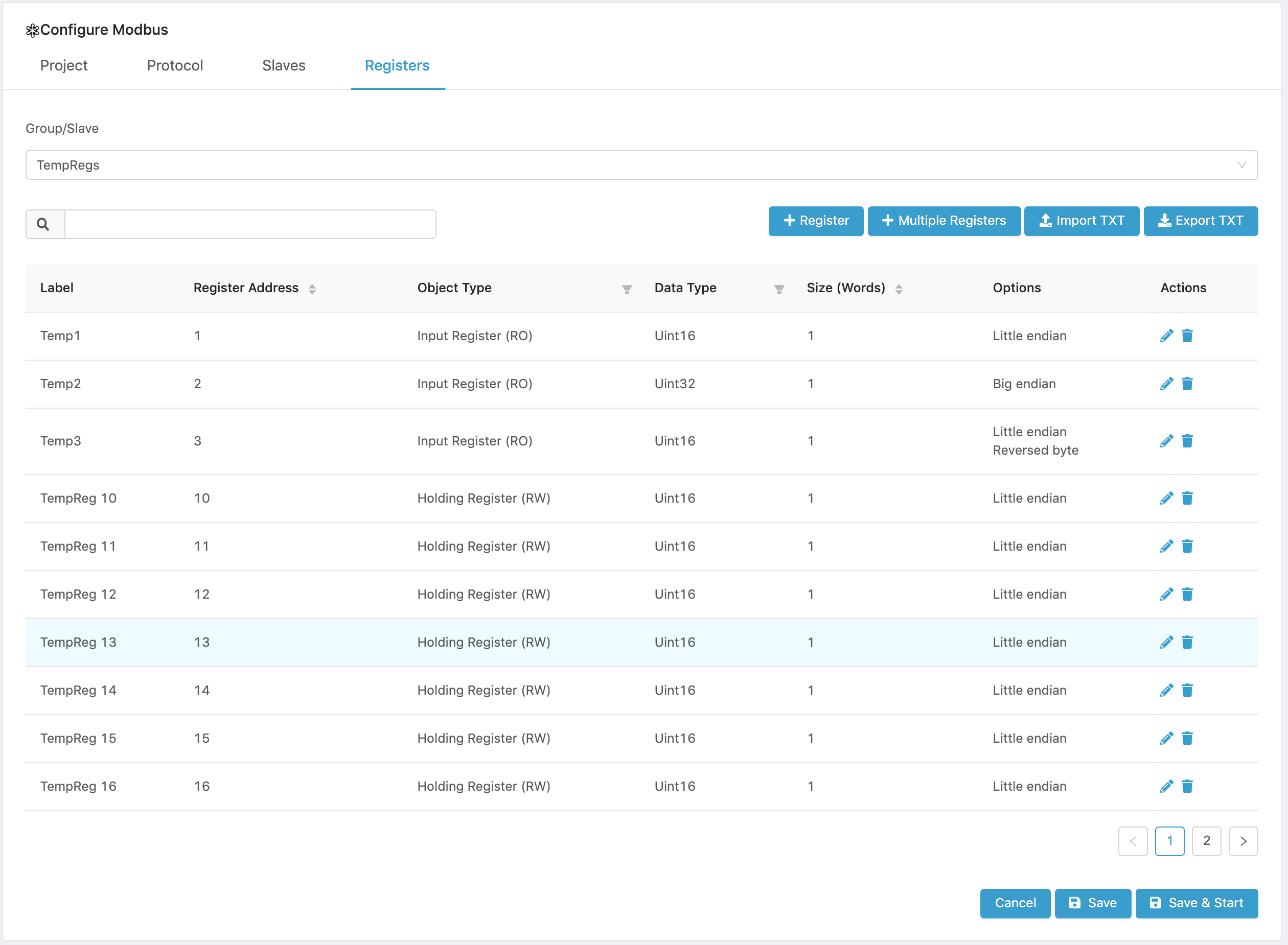 Multi register view