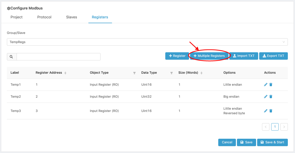 Add Multiple Registers