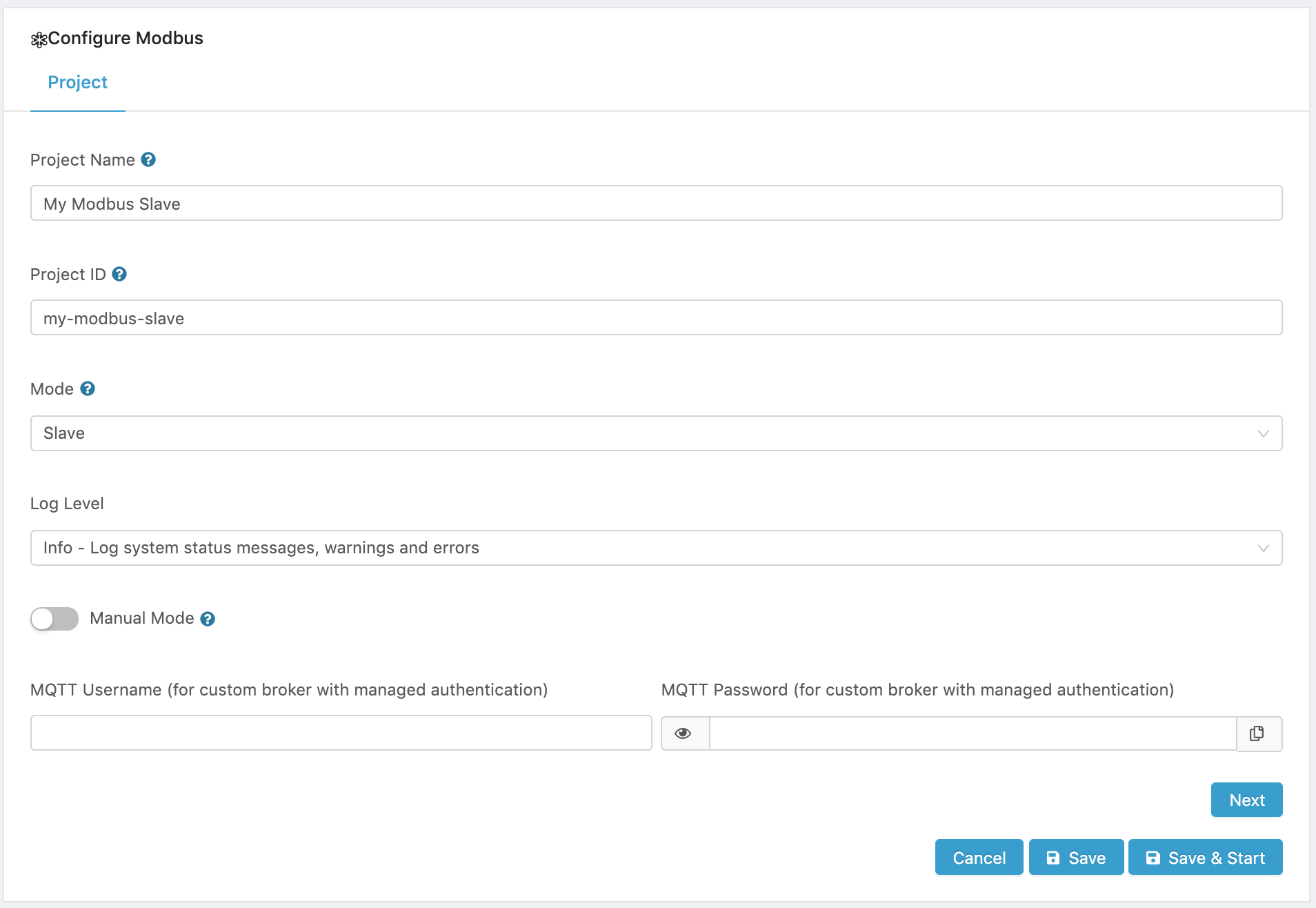 Configure slave map