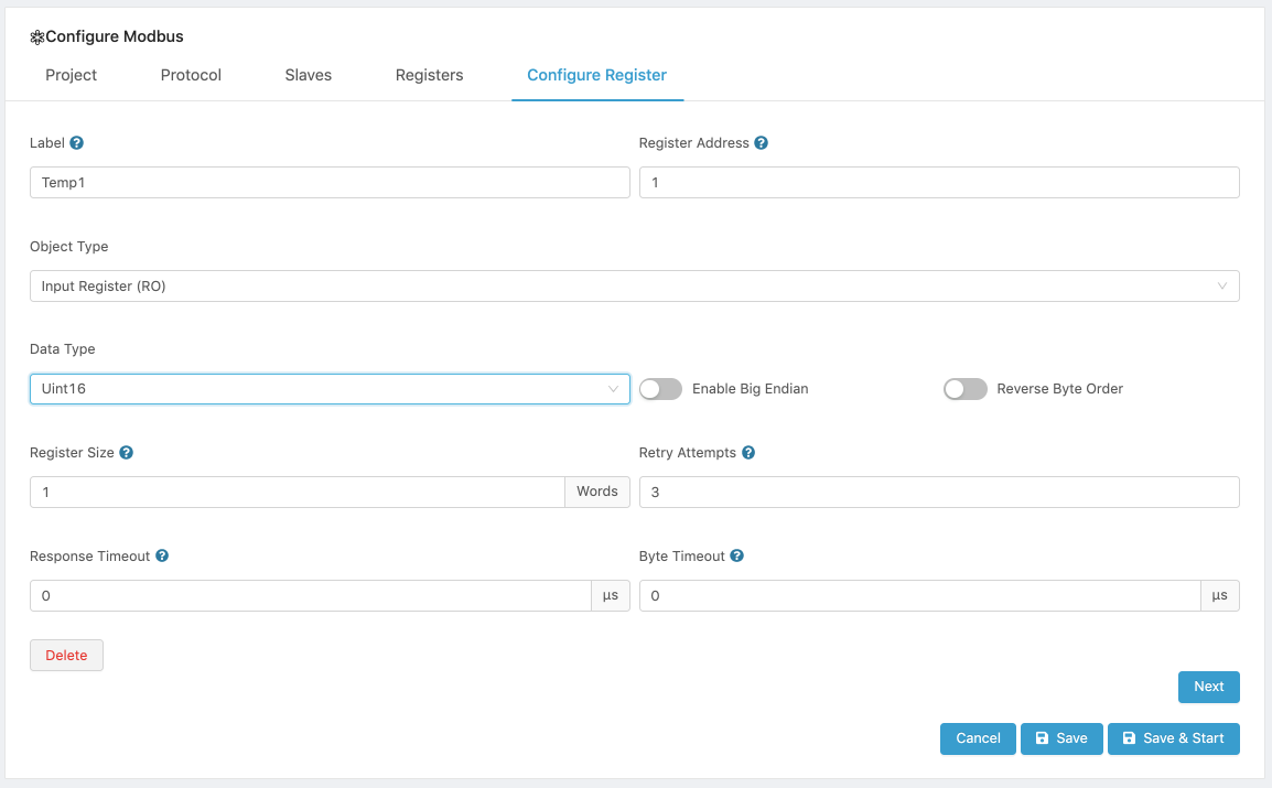 Register Configuration