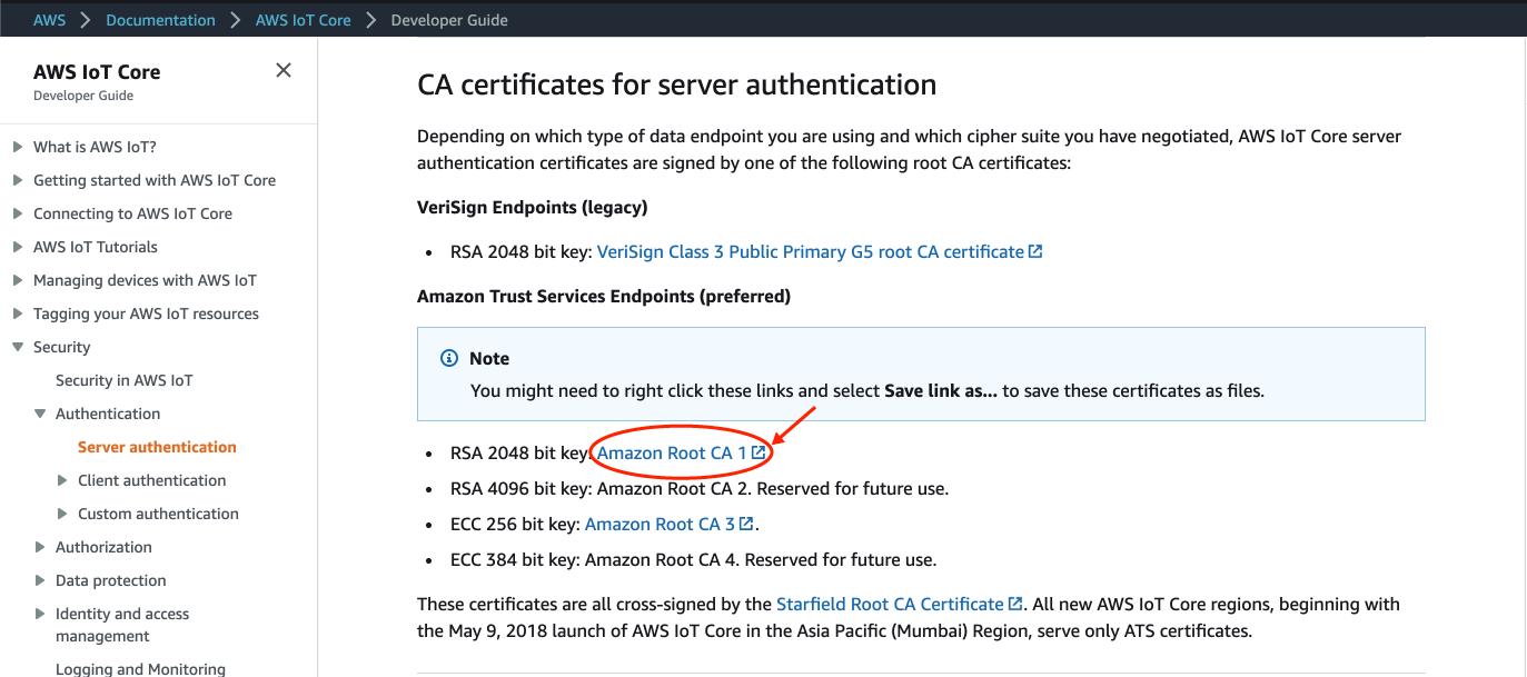 Download AWS CA certificate