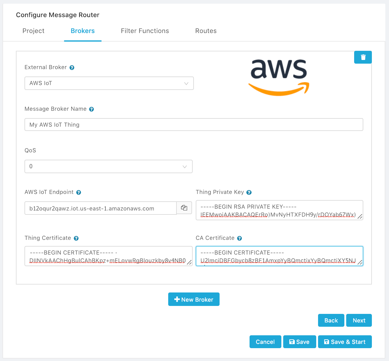 Msg Router AWS Configuration