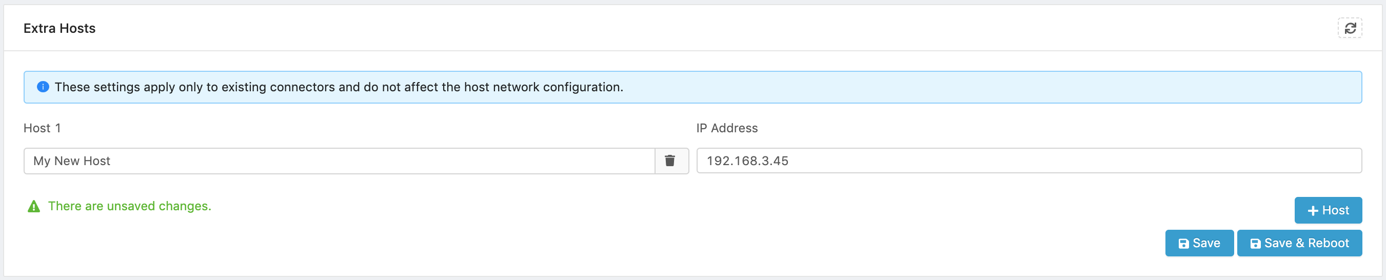 Extra hosts settings