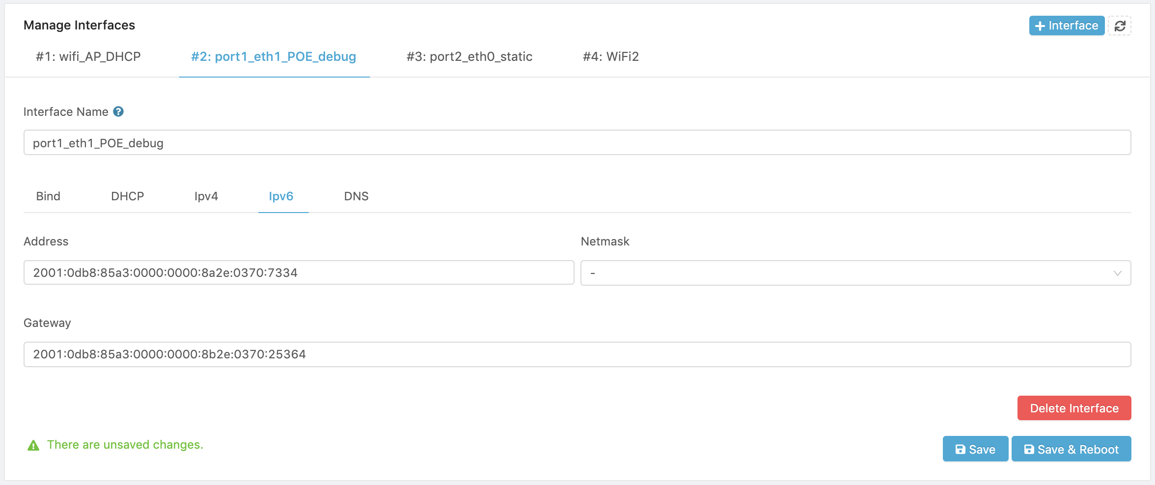 IPv6 settings